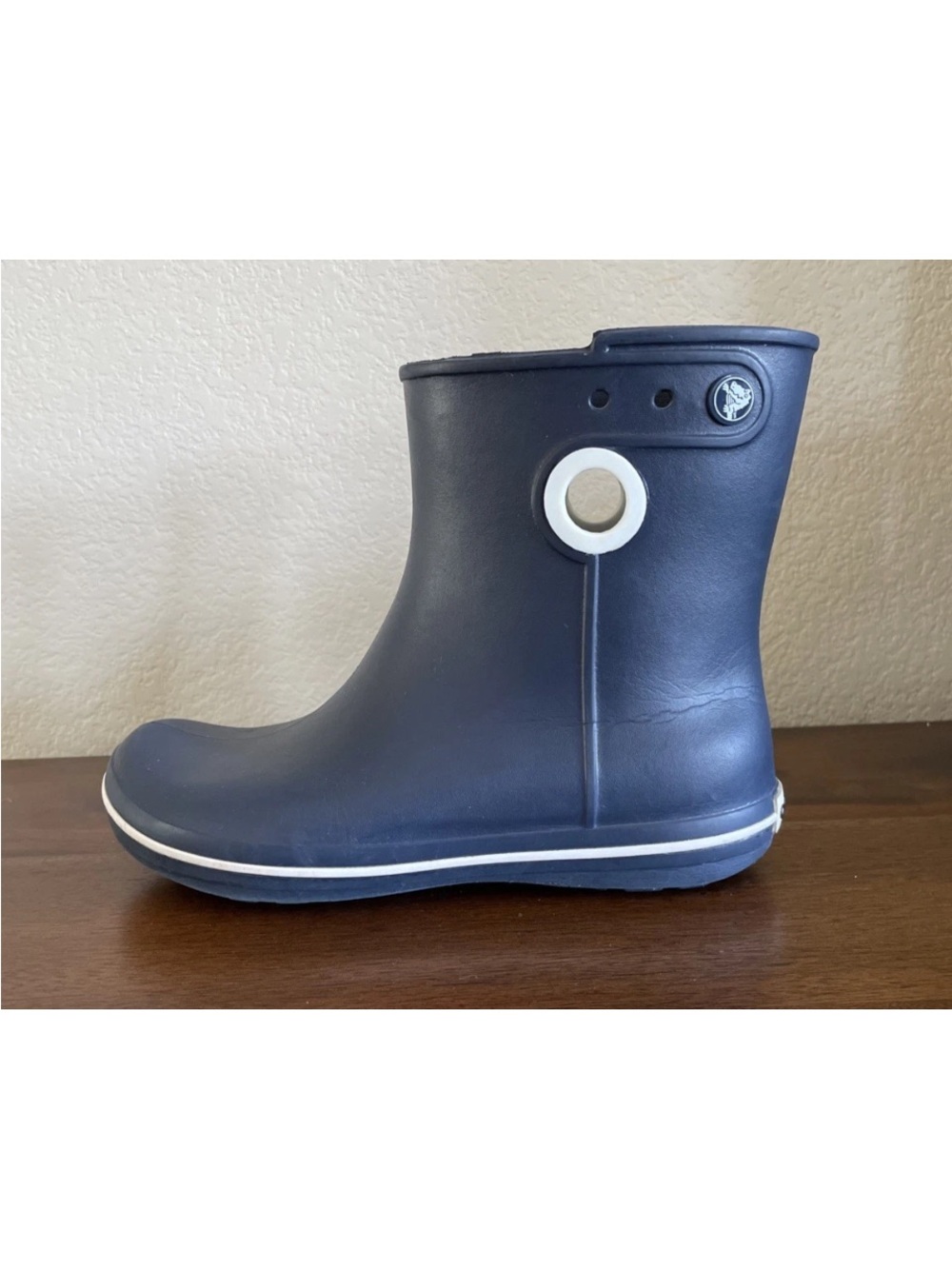 Crocs Jaunt Shorty Rain Boots Pull On Shoes Booties Womens Sz 7 Navy Blue 15769 - Picture 2 of 14